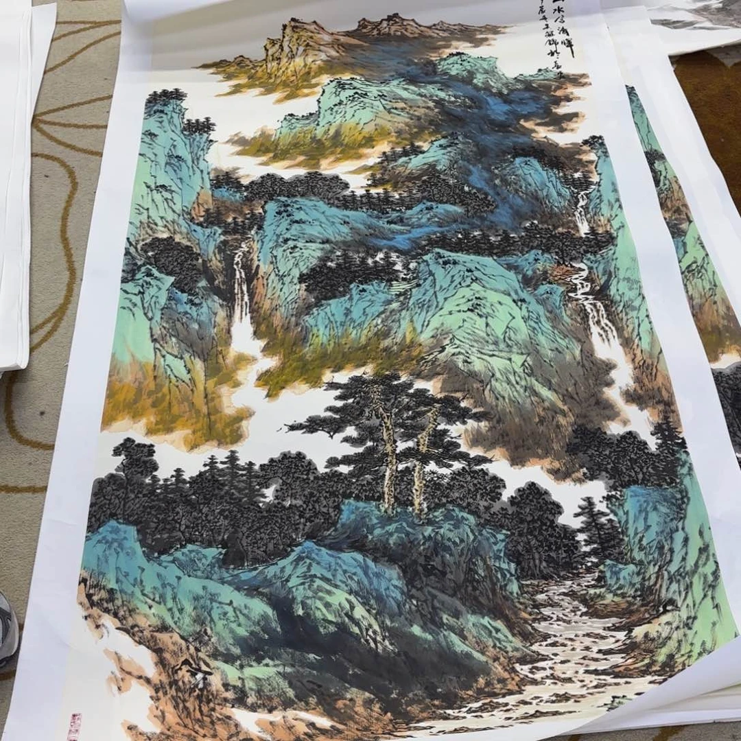 专***承国画吴冠锦六尺山水童