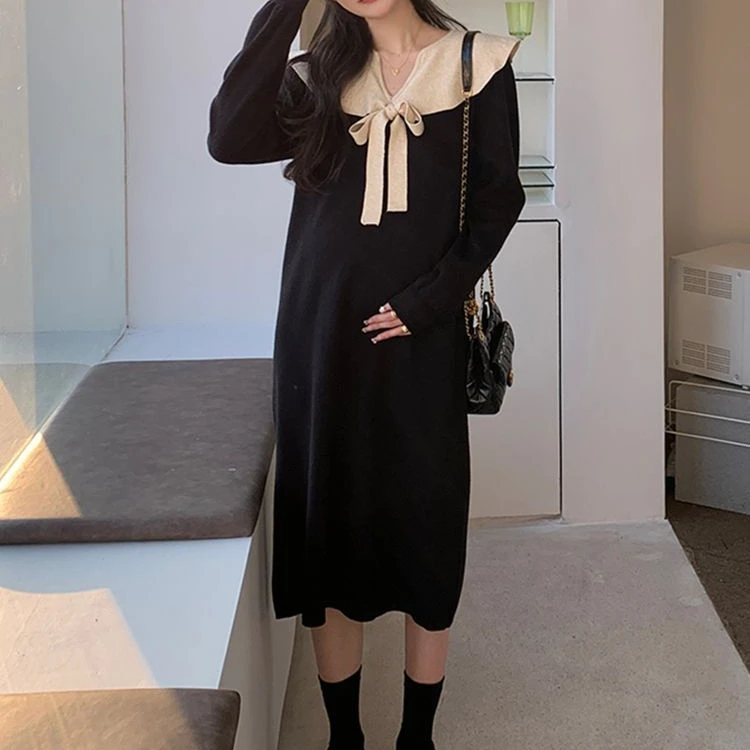 2025孕妇秋冬装连衣裙新爆款轻奢洋气时髦大码秋冬季毛衣裙子显瘦