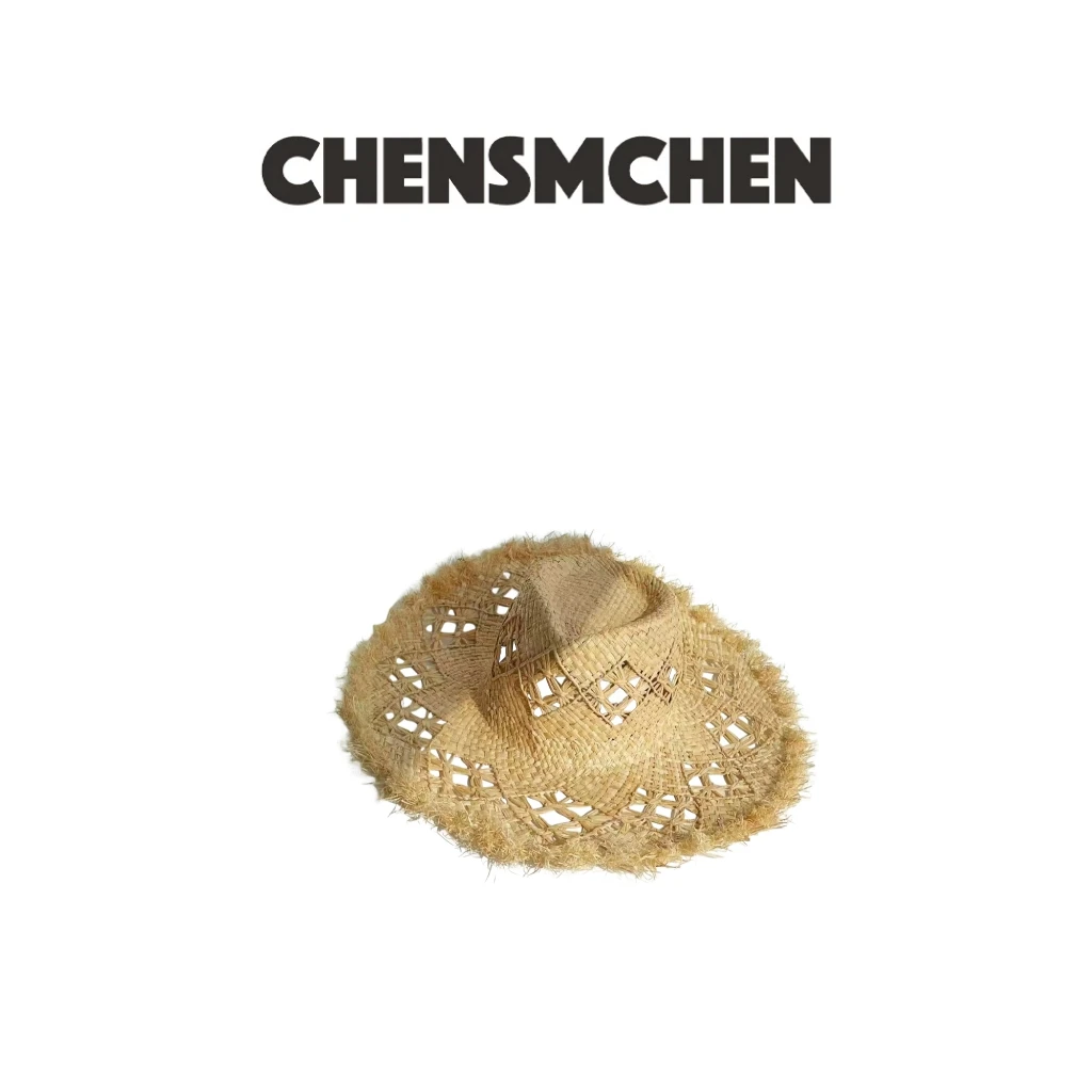 CHENSMCHEN 镂空拉菲草夏季编织遮阳氛围感草帽