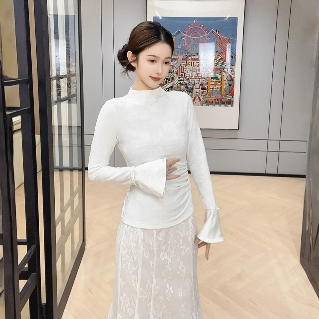 ZLeays林小允-暖纱-提花白色上衣XMXY637