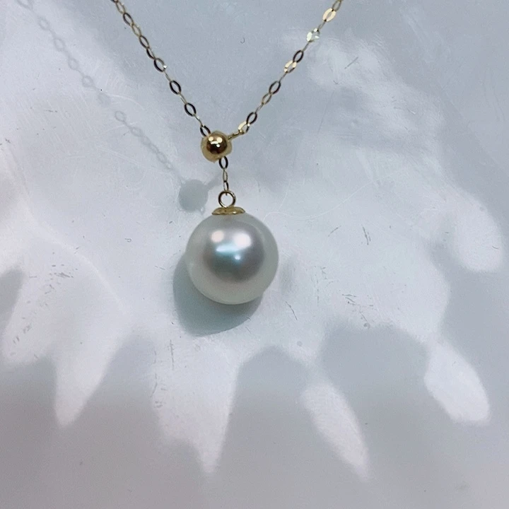 海水珍珠项链银S925镶嵌9-10