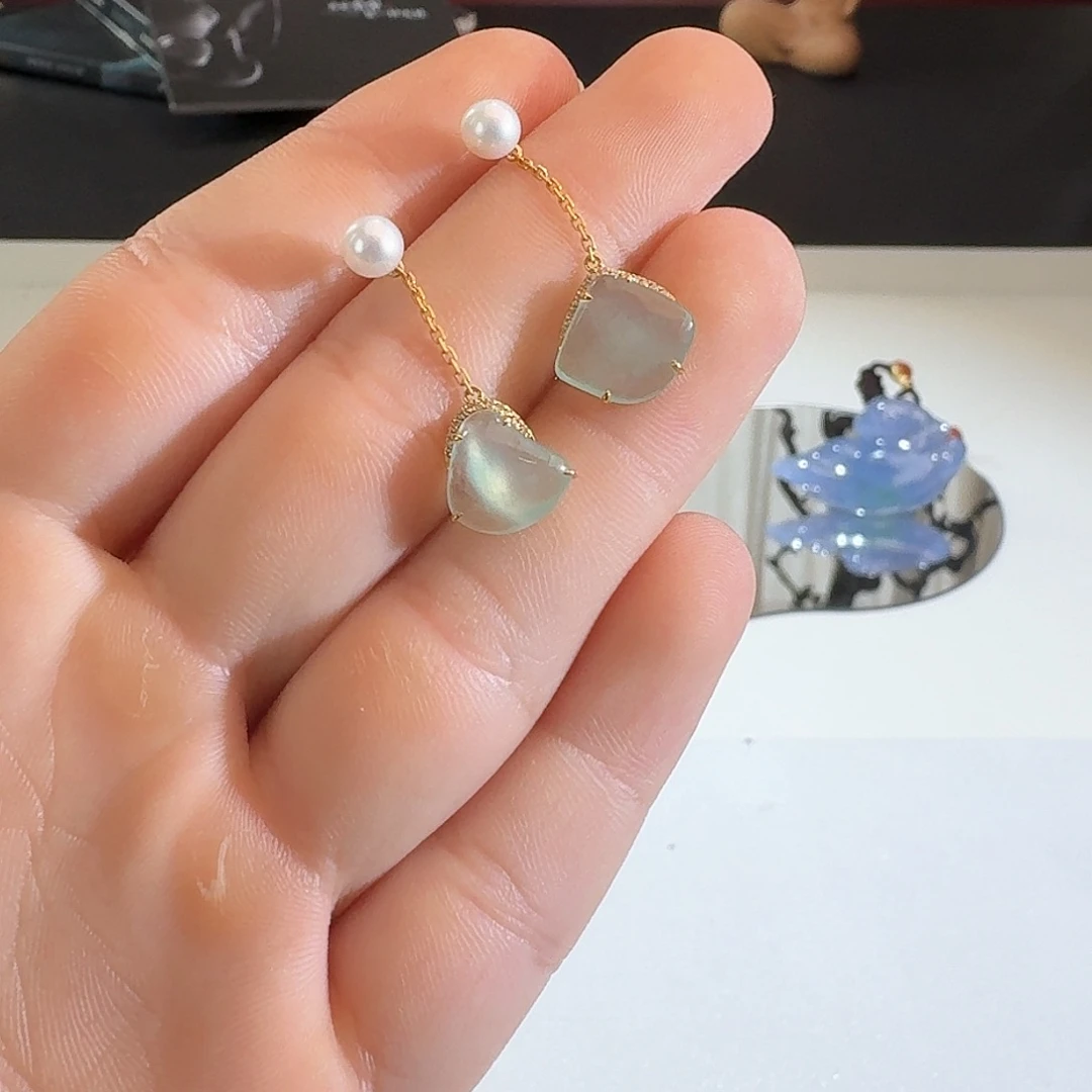 翡翠耳饰18K金镶嵌鑫