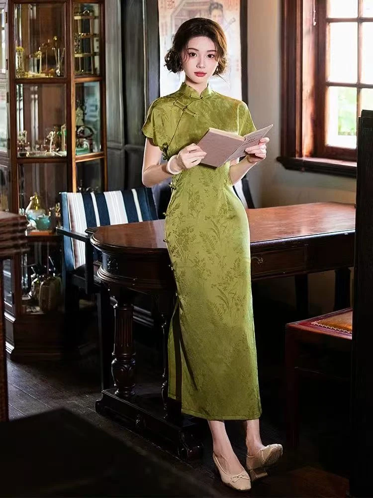 古法全开重工『翠澜』旗袍