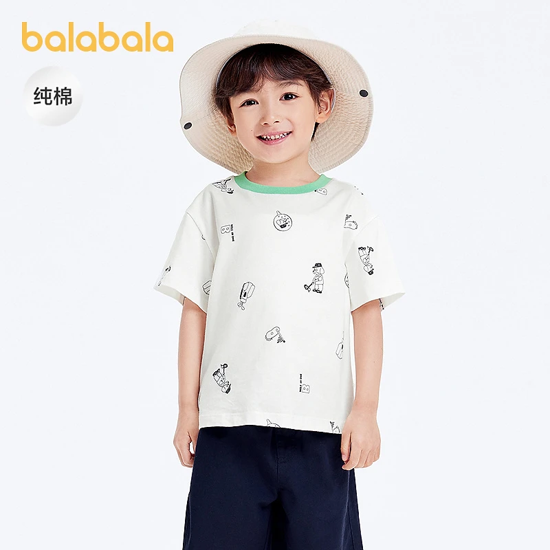 巴拉巴拉童装男童短袖T恤小童儿童夏装纯棉卡通印花圆领上衣潮流