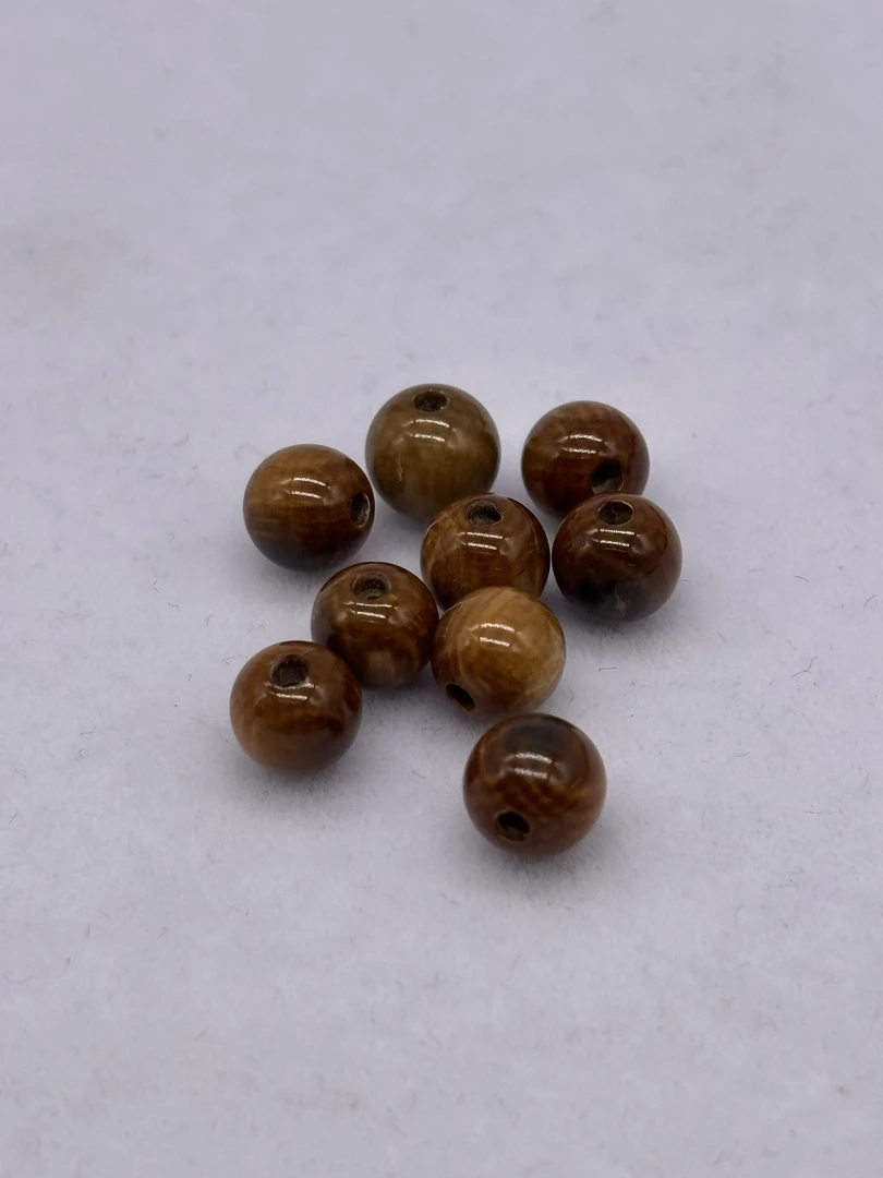 AB54 猛犸牙咖料微瑕圆珠配饰约6mm（随机发二）