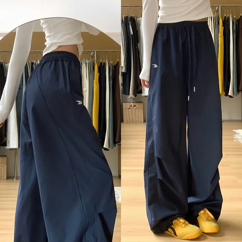 美式高街运动工装裤女夏季2025新款高腰直筒速干阔腿裤宽松休闲裤
