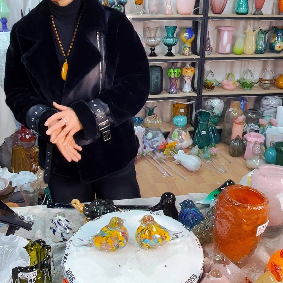 一对鸟家悦美居琉璃摆件