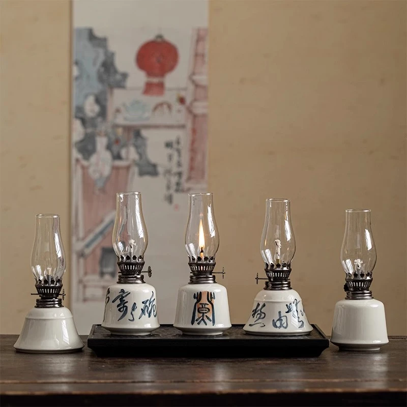 新中式手绘酥油灯供佛灯复古煤油灯老式家用灯盏长明神台供灯定制
