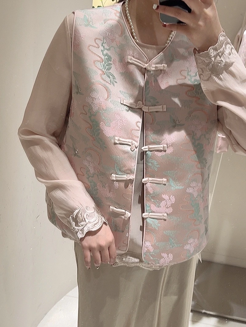 25020新中式盘扣刺绣花国风马甲