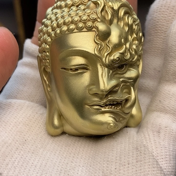 木纯黄铜一念之间手把件