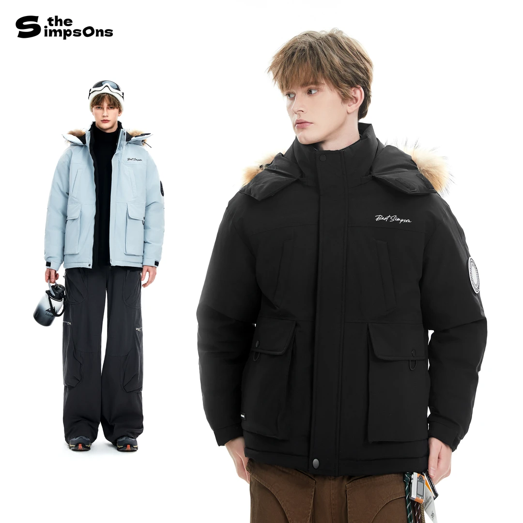 THESIMPSONS宽松潮流连帽毛领保暖男女款羽绒服外套SPCDJ254F16U