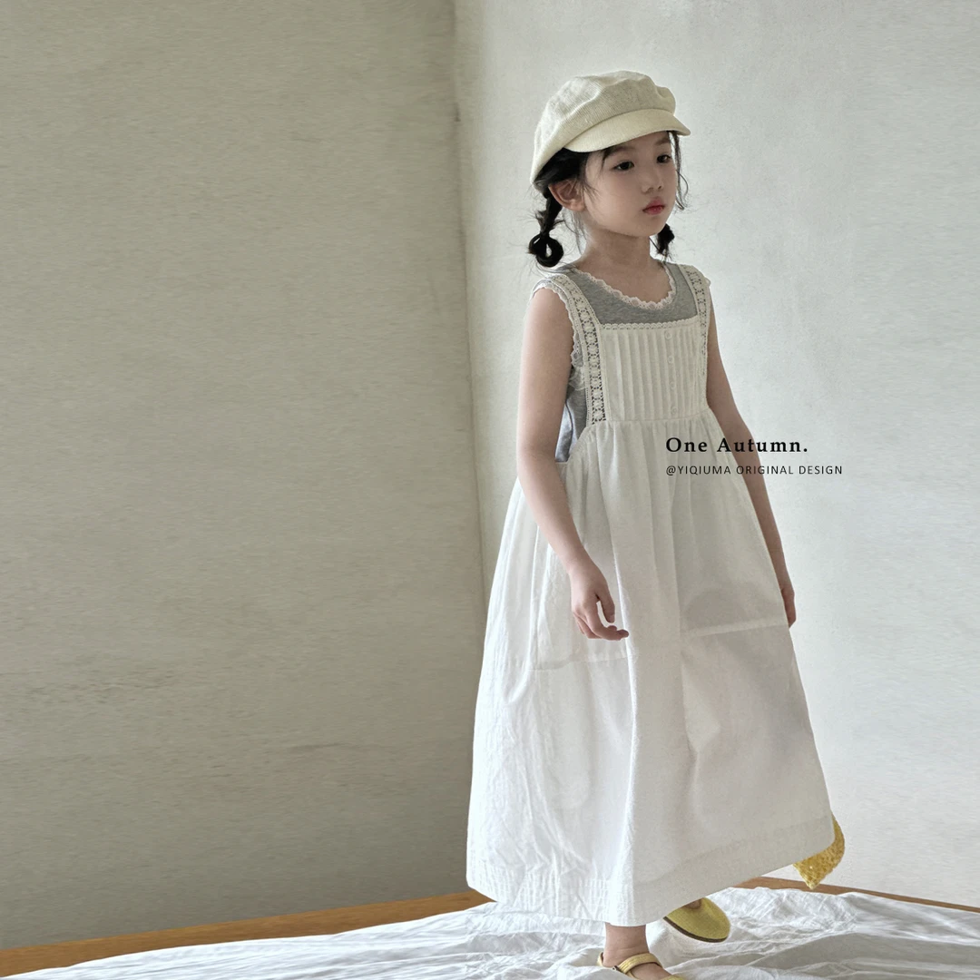 「麦麦秋.MAIMAIQIU」【浅夏】韩系甜美蕾丝吊带裙女童夏【CP568】