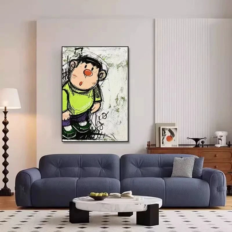 《胖虎》砂岩简约现代卡通客厅玄关走廊画动漫儿童房趣味挂画4060