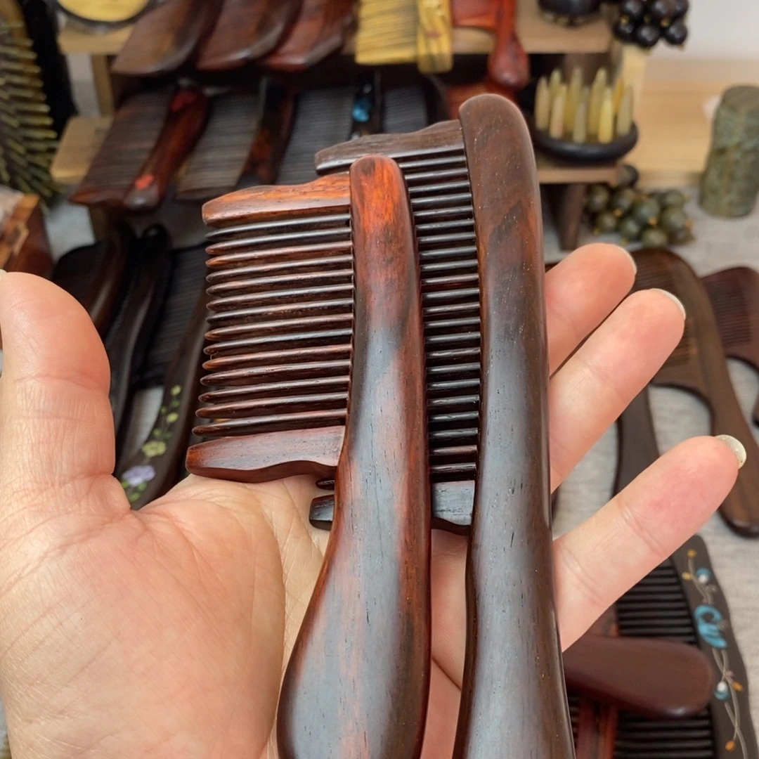 冬***雪交趾黄檀（大红酸枝）插齿梳子一大一小