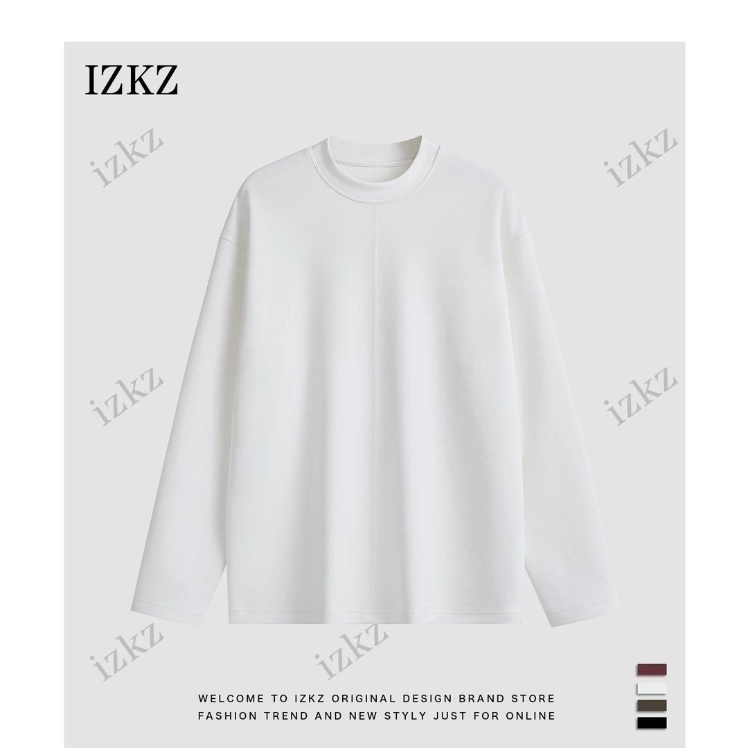 白泽IZKZ | 【蛇年限定-蛇骨素T恤】冬季莫代尔德绒百搭圆领打底