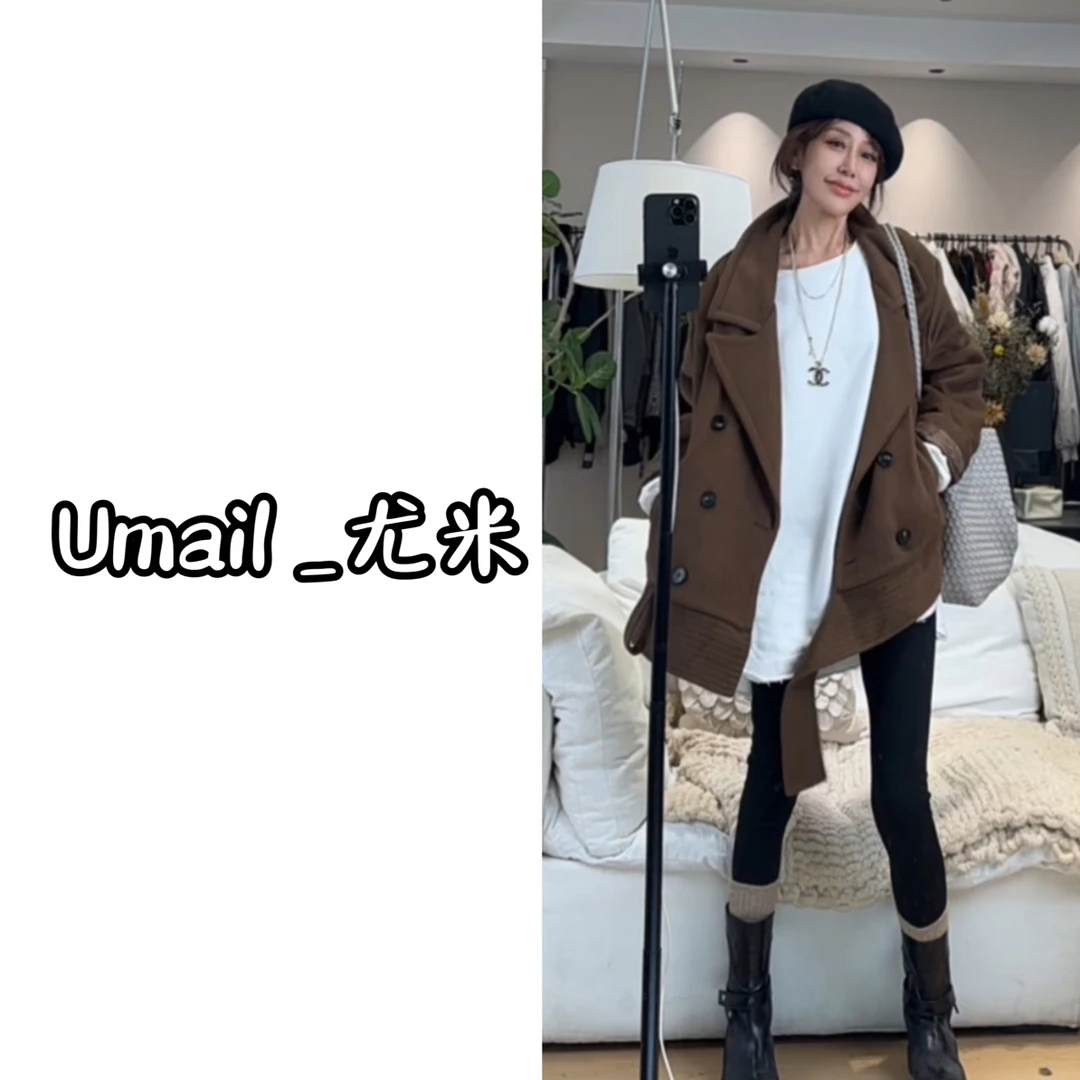 特价No退No换（1676）冬季新款枪驳领垫肩长袖短款毛呢外套