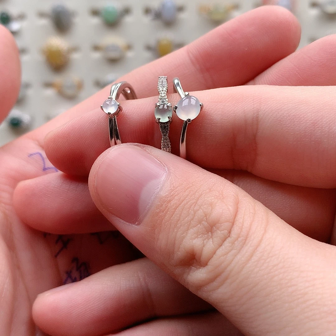 翡翠戒指银S925镶嵌停0281