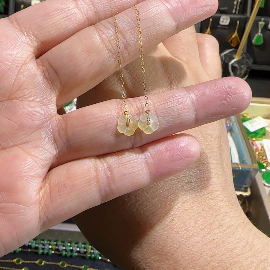 翡翠18K金镶嵌颈饰耳线