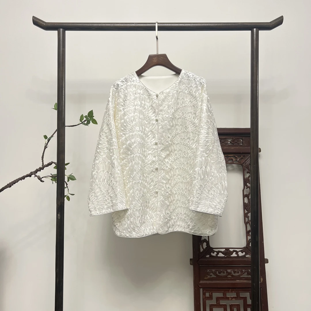 【人间欢谣】新中式国风桑蚕丝春夏外套长袖防晒上衣X70184