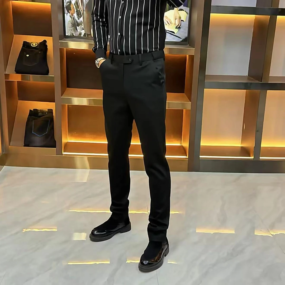 秋季新款商务休闲裤潮流百搭男士修身时尚西裤-88621