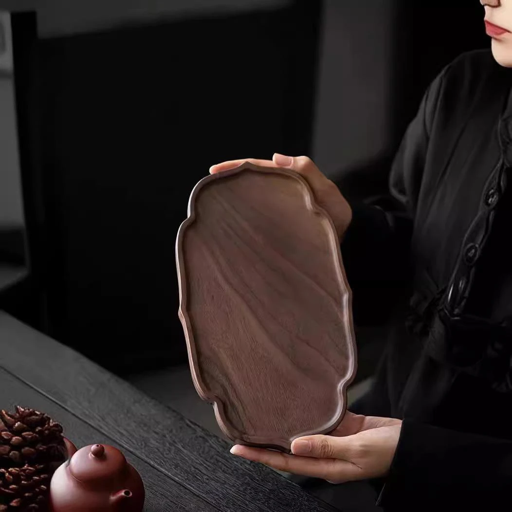 胡桃木异形茶托盘干泡台高端家用中式小型干泡茶盘古朴禅意收纳