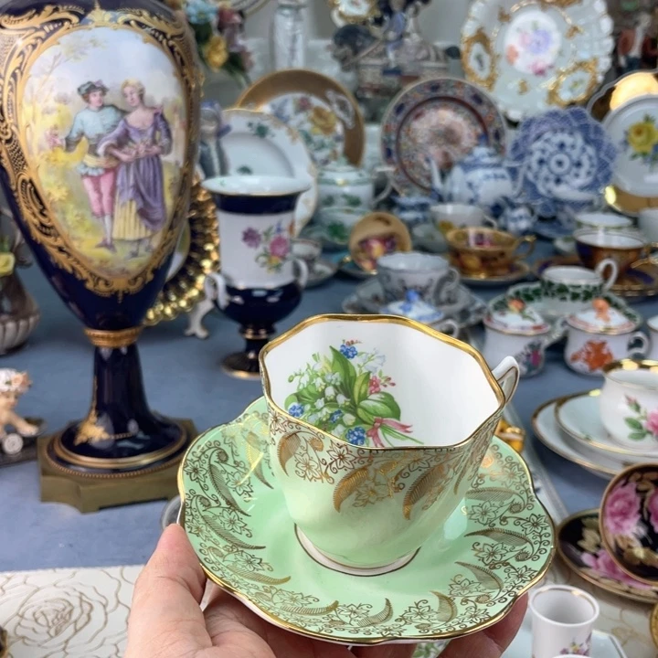 中古瓷器小房子盘子