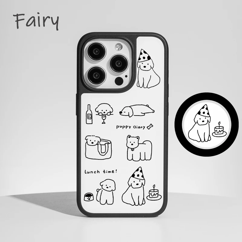 小狗日常适用苹果16promax手机壳iphone15新款14全包12高级13磁吸