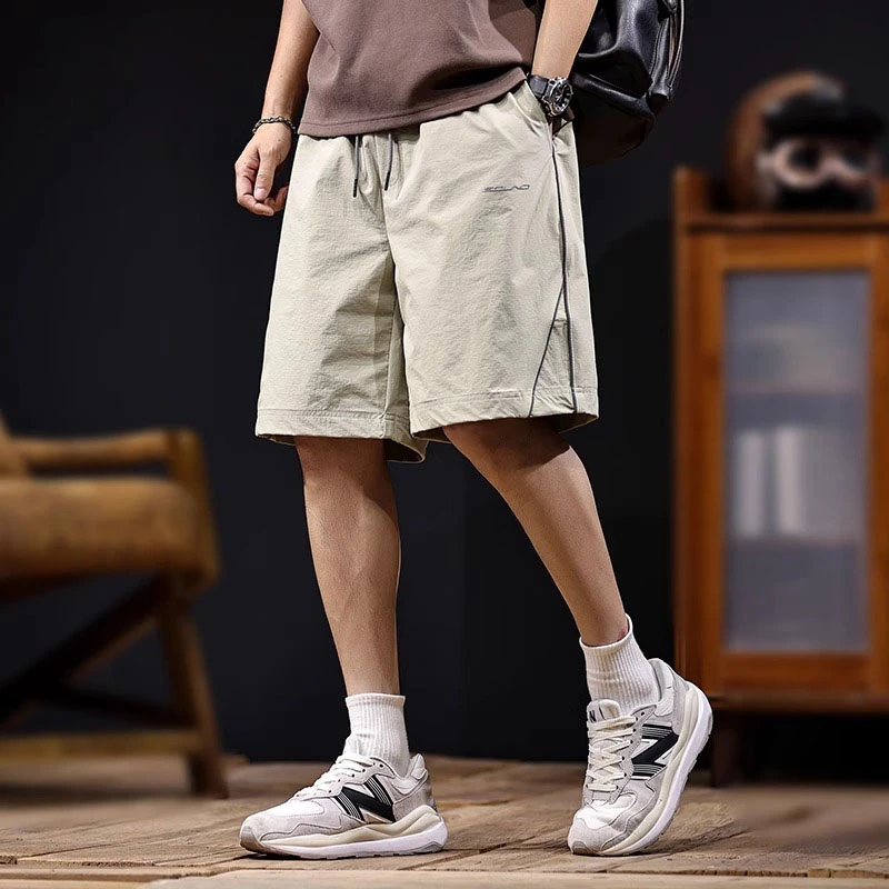 U&PURA冰丝速干休闲短裤男2025新款夏外穿宽松潮牌男士五分裤薄