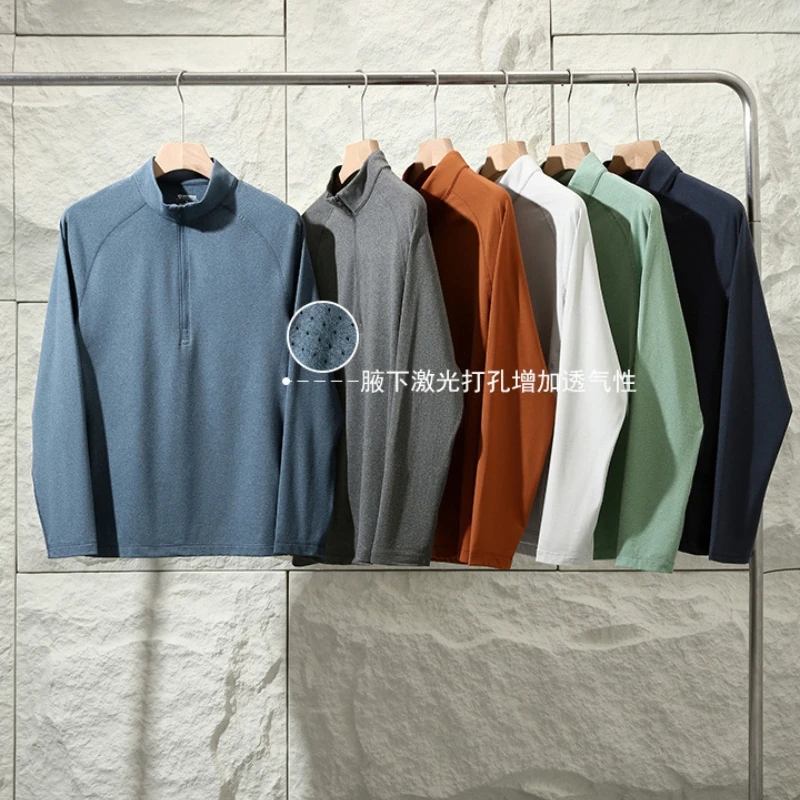 户外亲肤保暖立领半拉链男士抓绒衣秋季柔软抗皱情侣纯色打底上衣