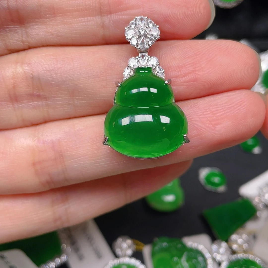 吊坠(不含链)银S925镶嵌翡翠吊坠