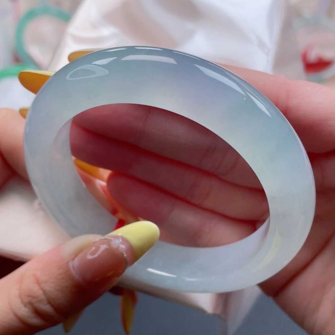 未镶嵌手镯翡翠56.5幻彩冰晴水 流光潋滟 清透感十足15号