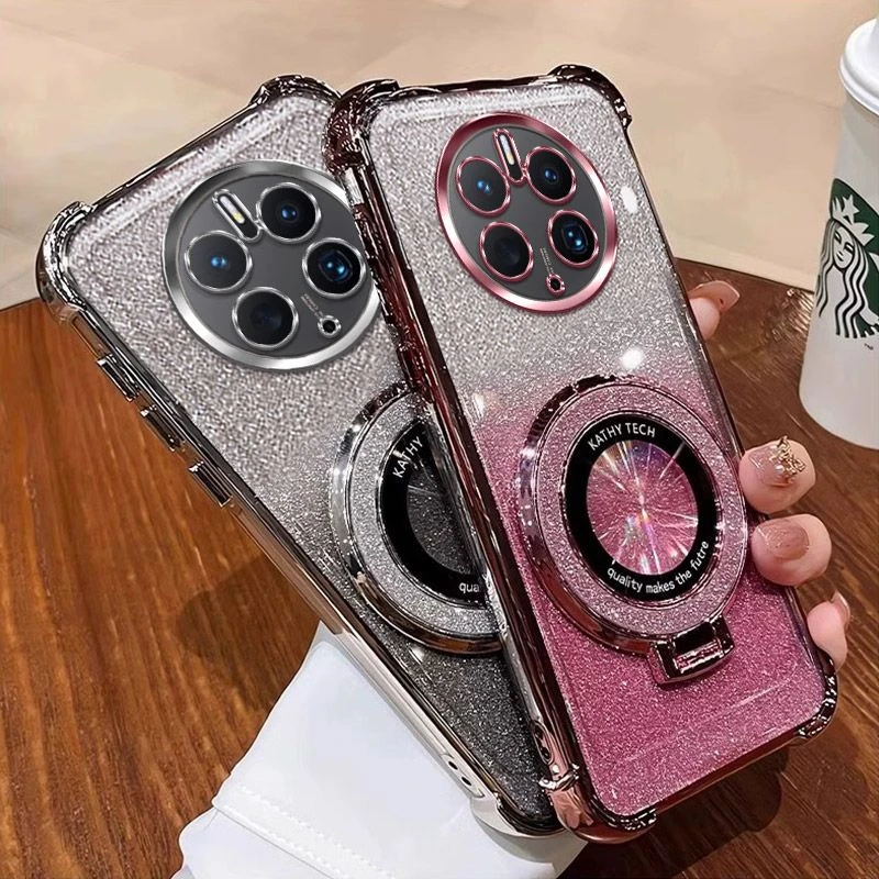 闪粉磁吸支架适用华为Mate50pro手机壳DCO-AL00软壳镜头全包防摔.