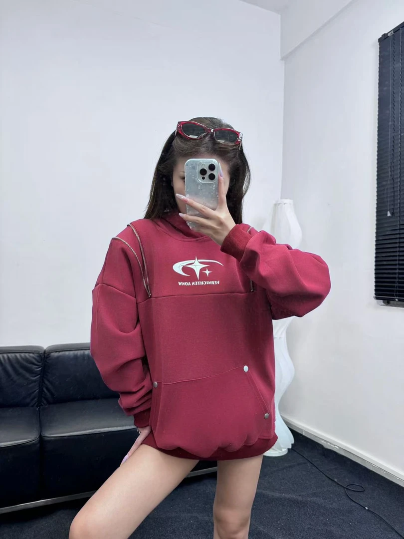 【M23177】原创重工工艺连帽情侣卫衣男女同款拉链个性