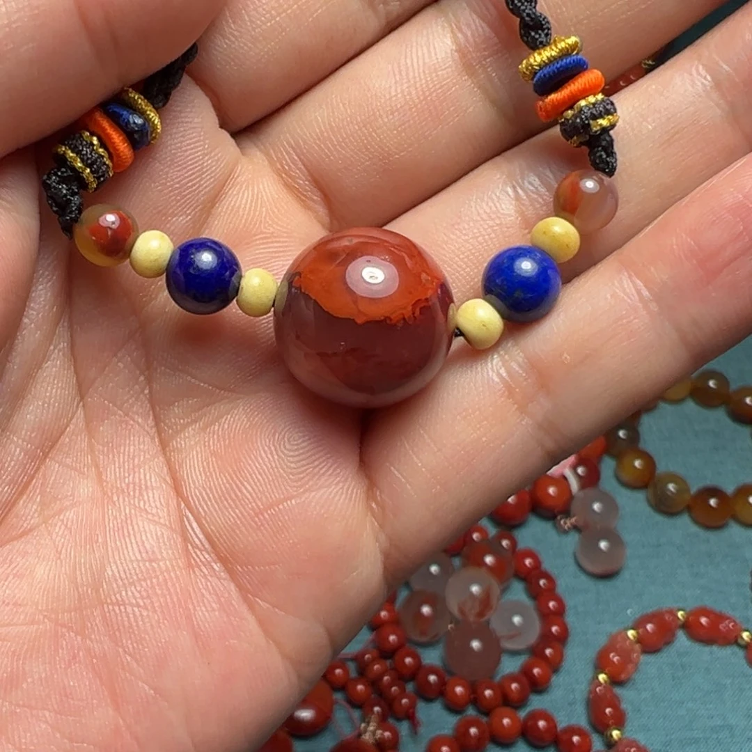 南红玛瑙A未镶嵌全品原矿锁骨珠18.7mm