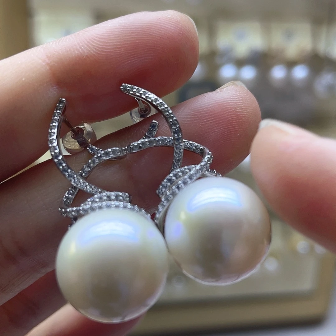 耳饰淡水珍珠银S925镶嵌