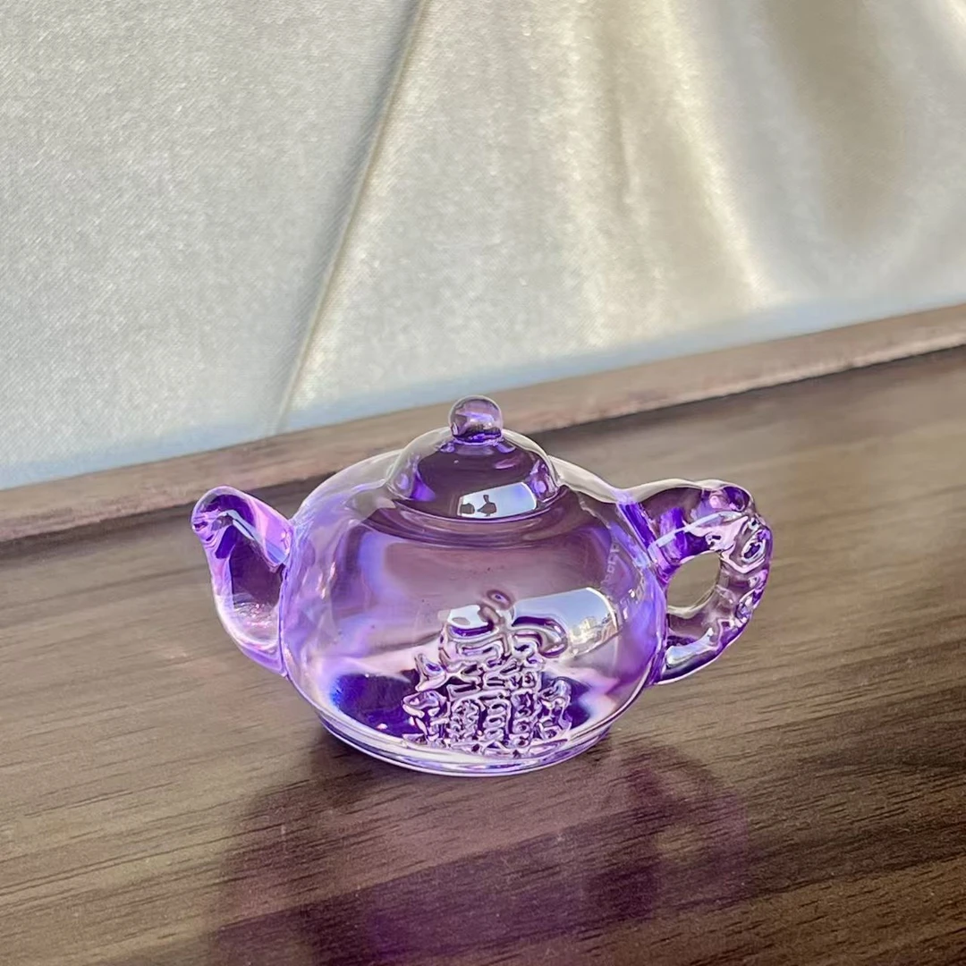 创意水晶彩色水壶摆件把把壶紫色