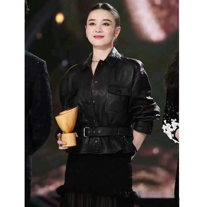 【嘉鹅专属】宋佳同款海宁2025新款真皮皮衣外套女修身2570