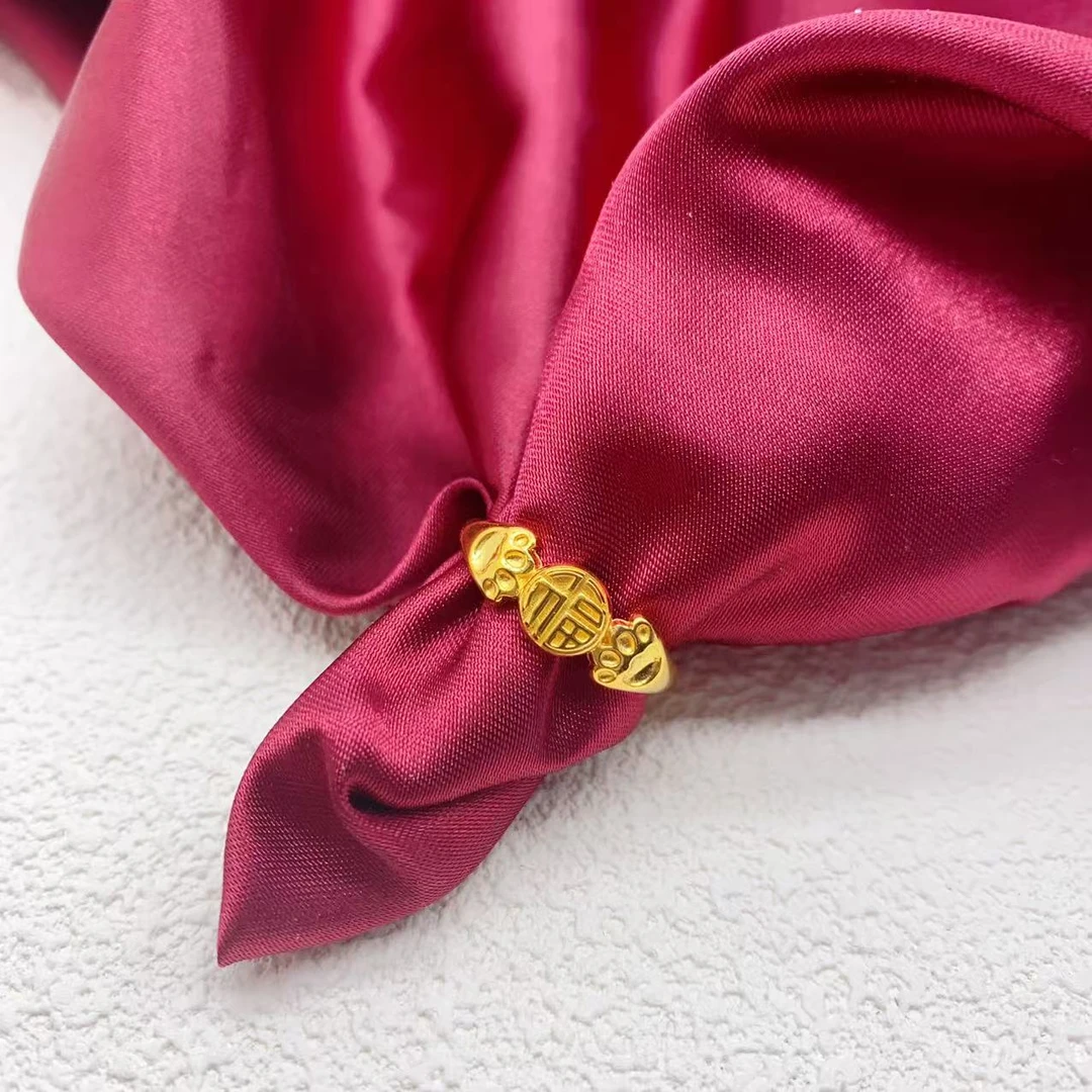 【木韵阁】足金999 黄金5G福字猫爪开口戒指时尚百搭 4.69