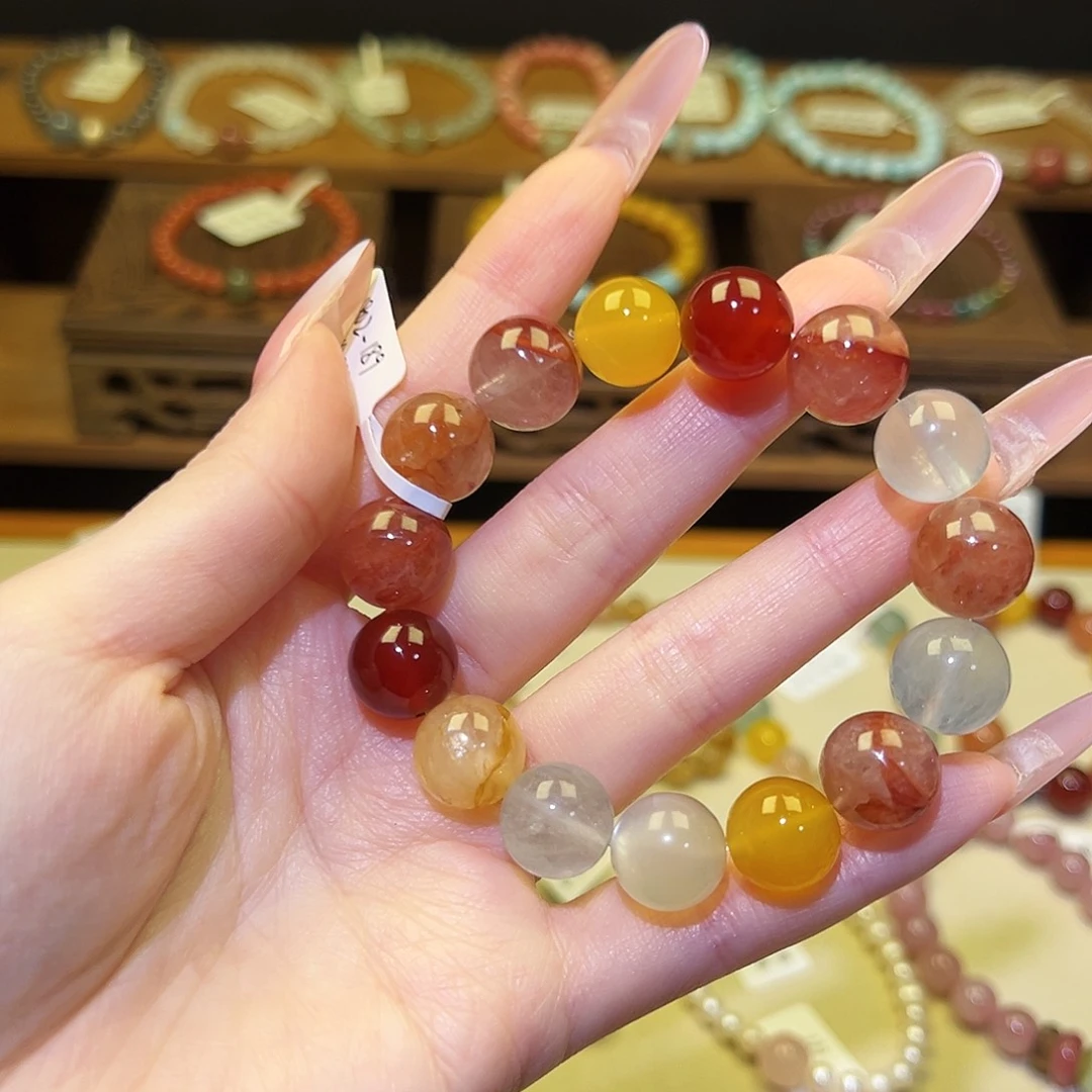 水晶银S925镀金镶嵌手串多宝1802