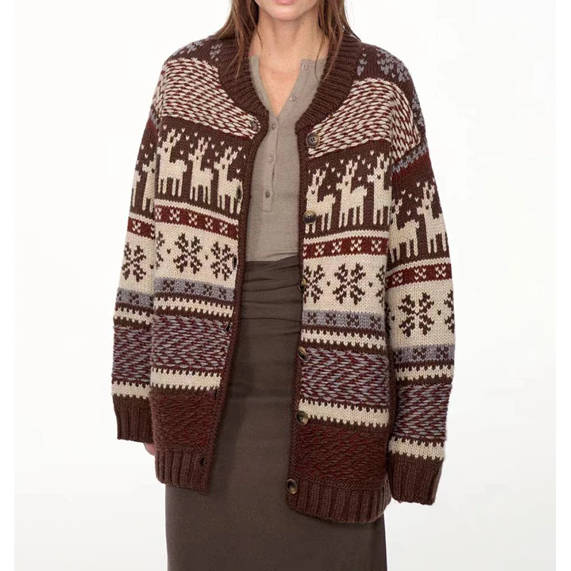 2025秋季新款时尚流行宽松休闲遮肉显瘦针织开衫