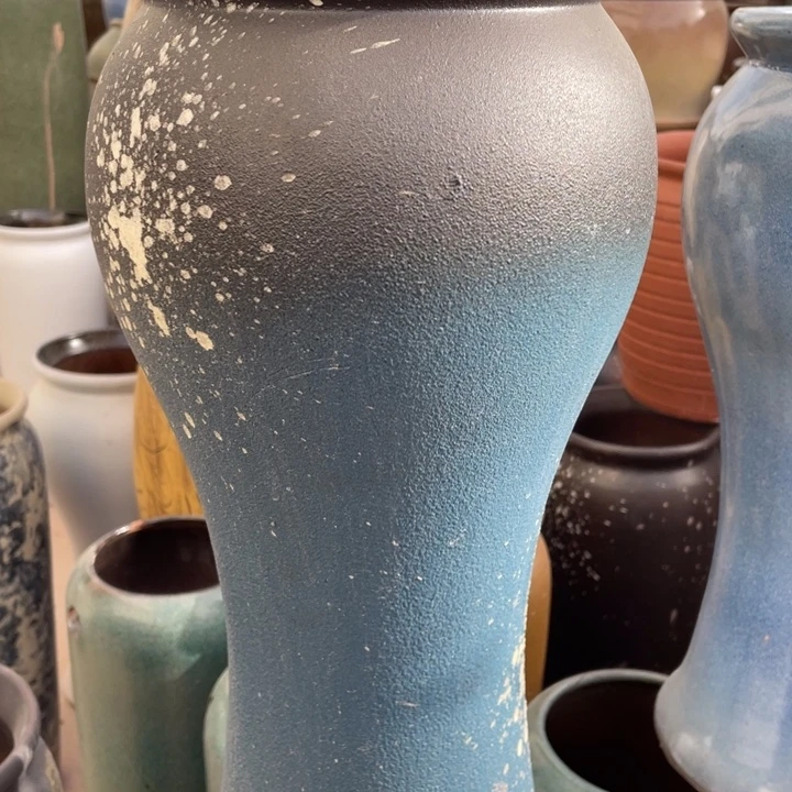 紫砂花盆高43口18口黑下兰微瑕