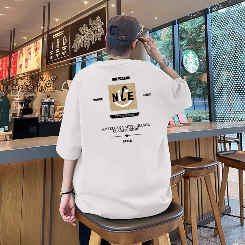 美式潮牌夏季男生纯棉短袖t恤宽松休闲加大码上衣情侣装半袖学生