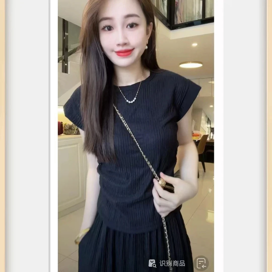 时尚套装极简风拼接通勤通勤风中国风显瘦裙子高腰