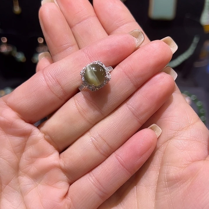 和田玉银S925镶嵌戒指