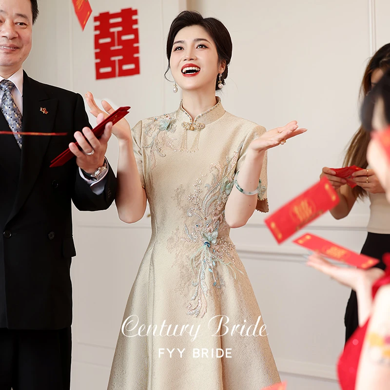 唯美【花想容】年轻款妈妈婚宴礼服高端喜婆婆改良旗袍小个子可穿