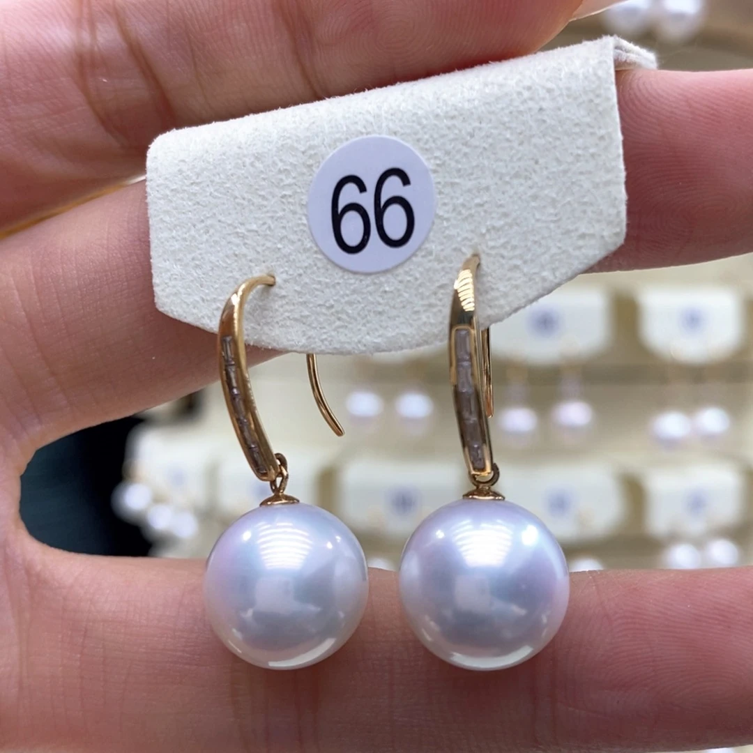 淡水珍珠耳饰18K金镶嵌