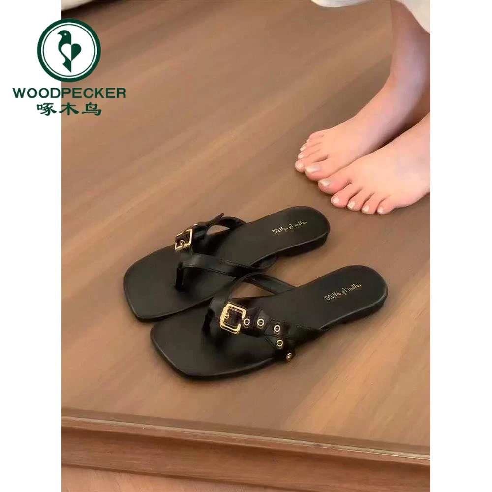 绝美法式平底夹趾人字拖鞋女夏外穿高级感配裙子软底不累脚凉拖鞋