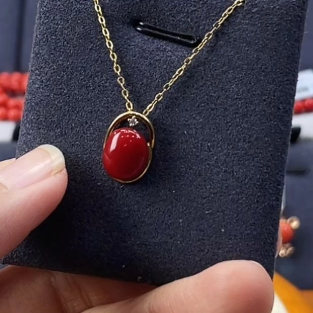 天然宝石红珊瑚吊坠