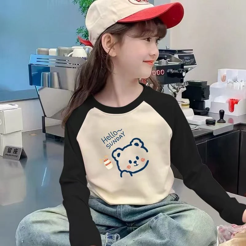 秋冬宝宝德绒长袖插肩袖儿童打底衫时尚保暖宽松T恤上衣洋气童装