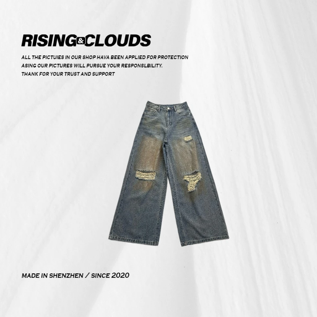 RISING&CLOUDS【小云姐】夏季显瘦舒适百搭美式直筒裤050298